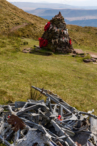 Wreckage of a Royal Canadian Air Force Wellington bomber (R1465) on a remote Welsh hillside photo