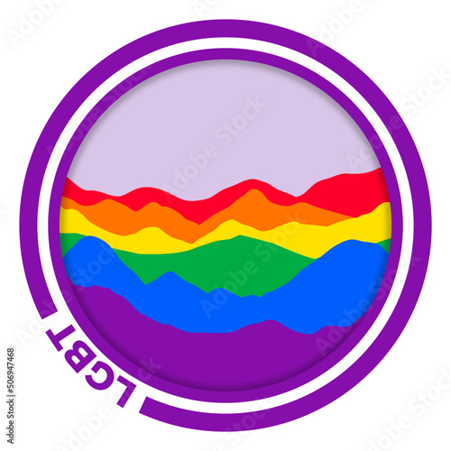 LGBT Pride flag with mountain pattern. Hills with pride colors
