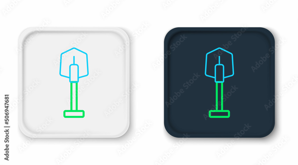 Line Fire shovel icon isolated on white background. Fire protection equipment. Equipment for firefighter. Colorful outline concept. Vector Line Fire shovel icon isolated on white background. Fire protection equipment. Equipment for firefighter. Colorful outline concept. Vector