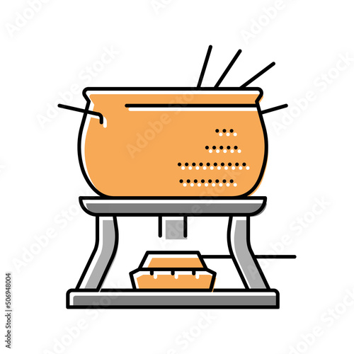 copper fondue pot color icon vector illustration