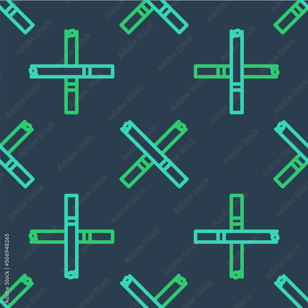 Line Cigarette icon isolated seamless pattern on blue background. Tobacco sign. Smoking symbol. Vector Line Cigarette icon isolated seamless pattern on blue background. Tobacco sign. Smoking symbol. Vector