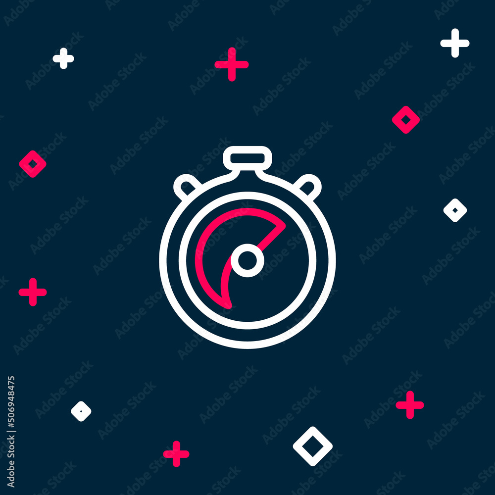 Line Stopwatch icon isolated on blue background. Time timer sign. Chronometer sign. Colorful outline concept. Vector