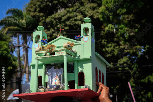 Pilgrims pay their promises to Our Lady of Nazareth at Círio de Nazaré, the largest Marian procession of the world, which happens every October in Belém, Pará, Amazon, Brazil.