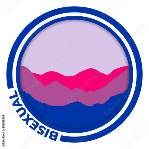 Bisexual flag with mountain pattern. Hills with pride colors