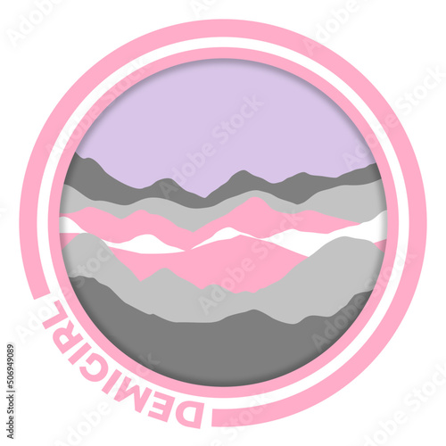 Demigirl flag with mountain pattern. Hills with pride colors