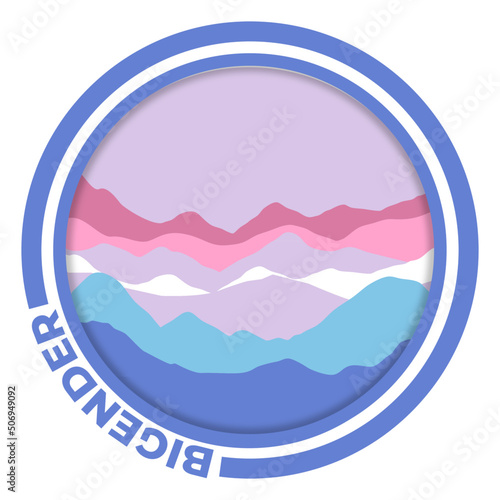 Bigender flag with mountain pattern. Hills with pride colors