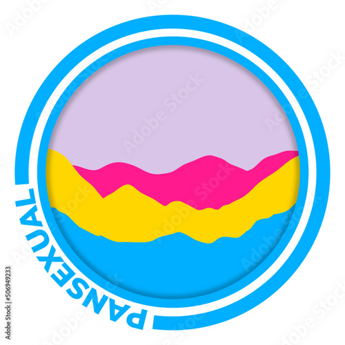 Pansexual flag with mountain pattern. Hills with pride colors
