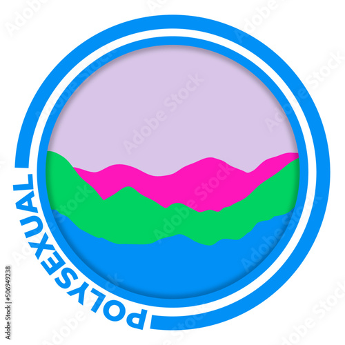 Polysexual flag with mountain pattern. Hills with pride colors