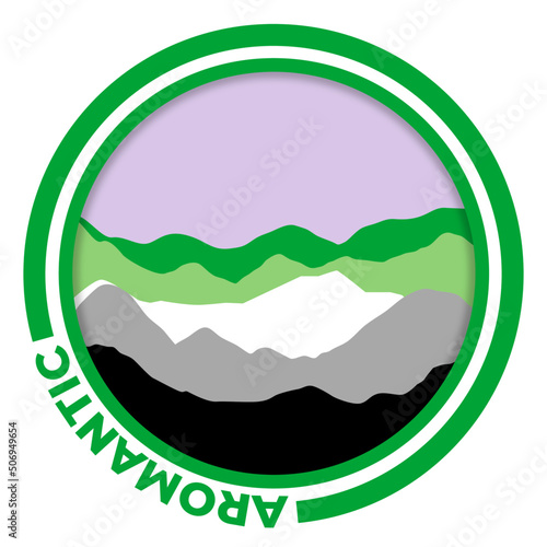 Aromantic flag with mountain pattern. Hills with pride colors