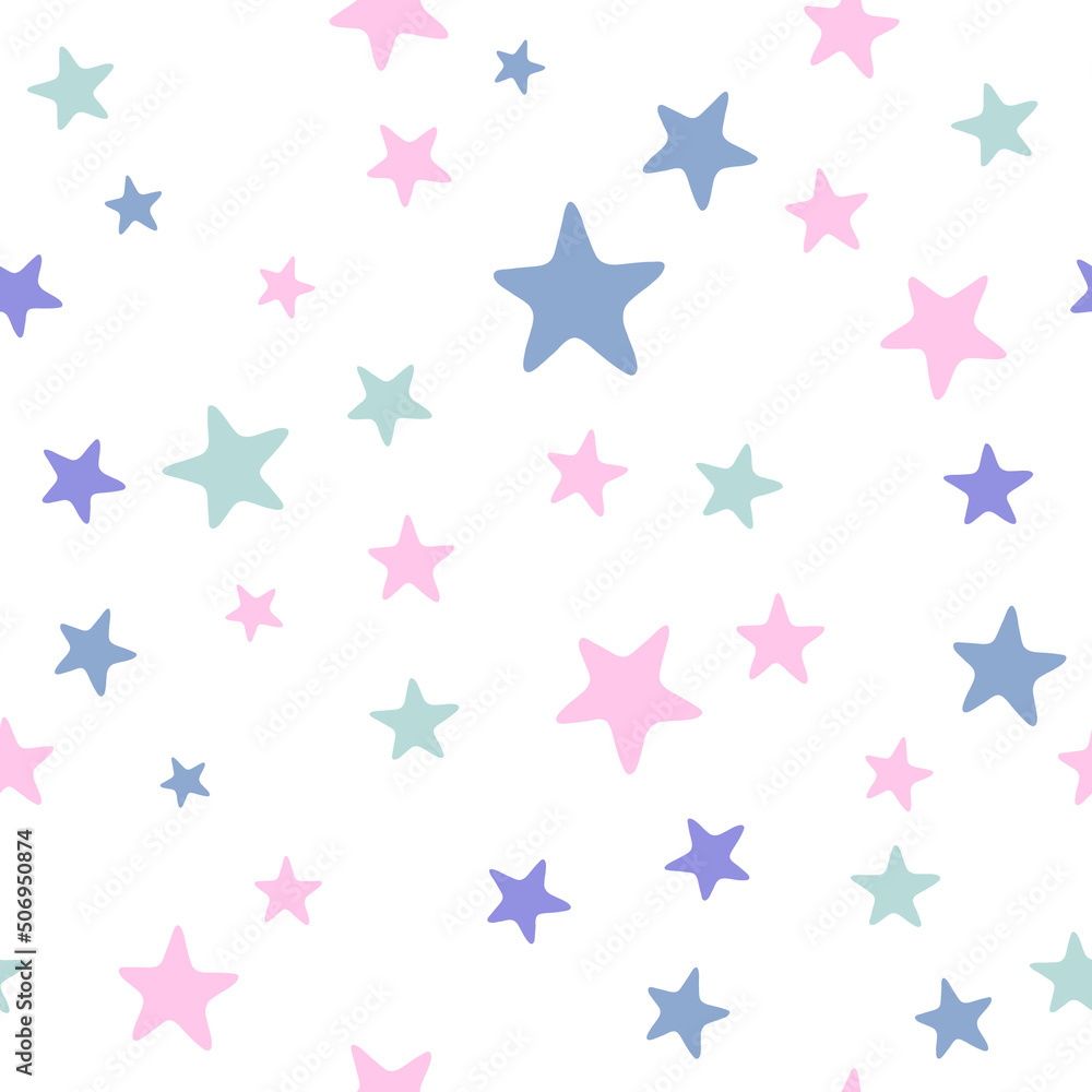 Stars childish vector seamless pattern graphic design. Baby shower gift wrapping pattern. Cute stars seamless ornament for xmas wallpaper, fabric or package design. Stars childish vector seamless pattern graphic design. Baby shower gift wrapping pattern. Cute stars seamless ornament for xmas wallpaper, fabric or package design.