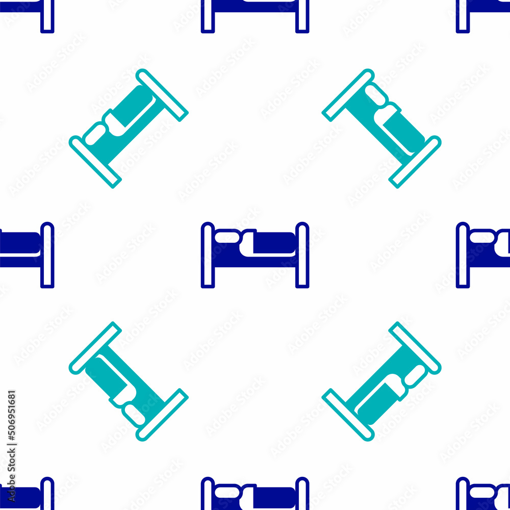 Blue Bed icon isolated seamless pattern on white background. Vector Blue Bed icon isolated seamless pattern on white background. Vector