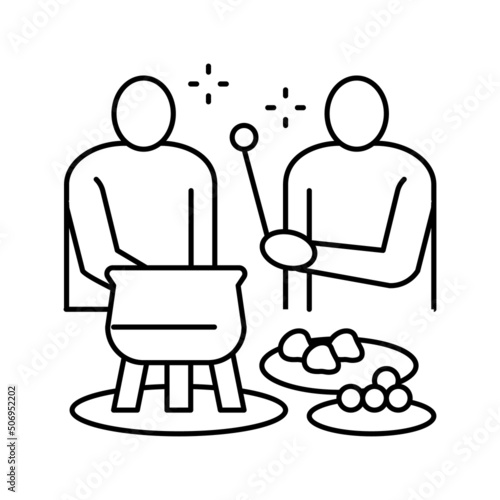 party fondue line icon vector illustration