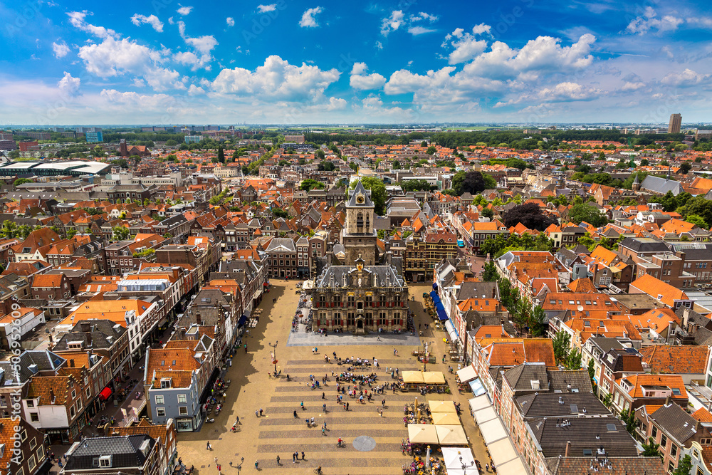 Obraz premium Panoramic view of Delft