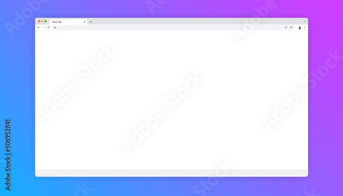 Browser window template - Blank unbranded web browser on colourful background to use for mockup. Vector illustration