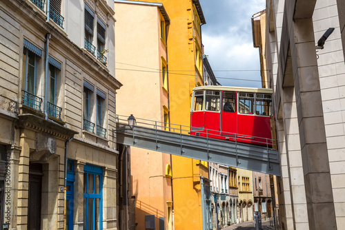 Old funicular in Lyon, France photo