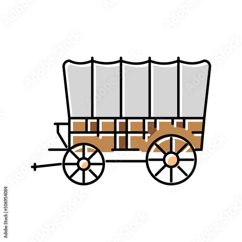 wagon medieval transport color icon vector illustration