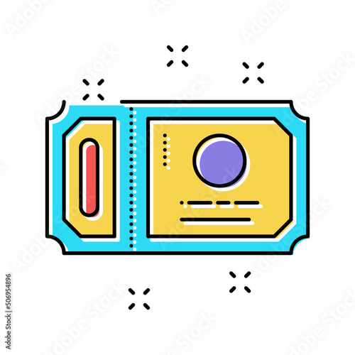 ticket amusement park color icon vector illustration