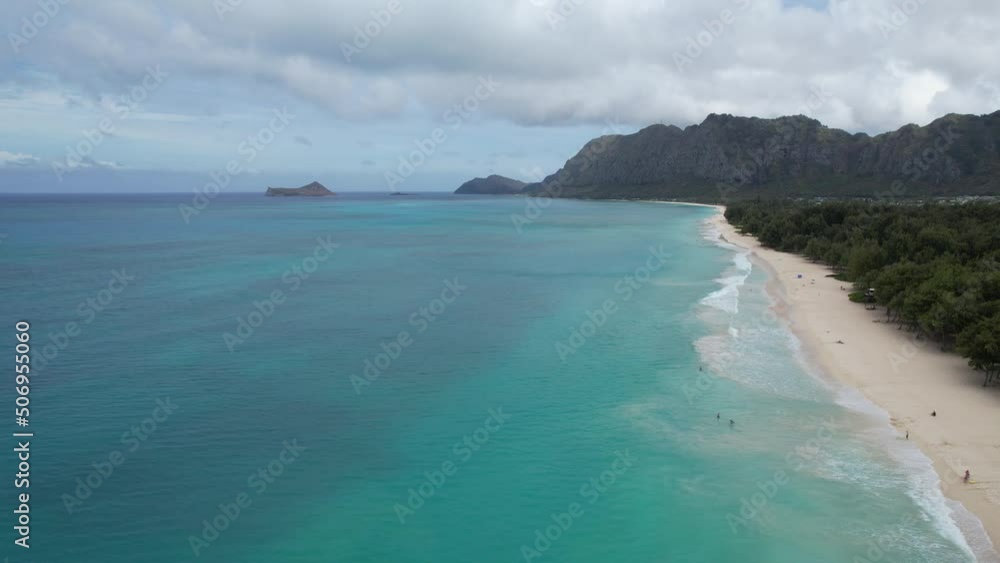 Aerial view of Oahu, Hawaii's beautiful south shore, including Waimanalo, Sherwood, and Bellows Beaches Aerial view of Oahu, Hawaii's beautiful south shore, including Waimanalo, Sherwood, and Bellows Beaches