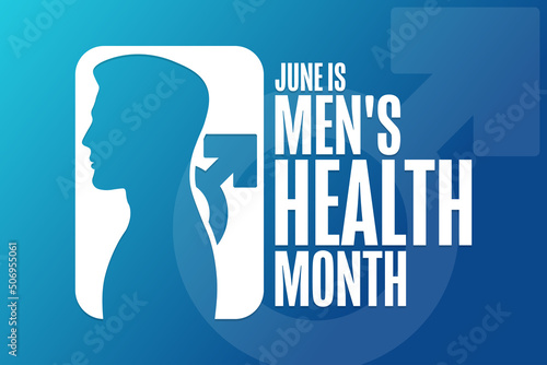 June is Men's Health Month. Holiday concept. Template for background, banner, card, poster with text inscription. Vector EPS10 illustration.