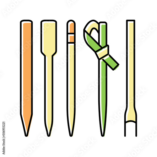 bamboo skewers color icon vector illustration