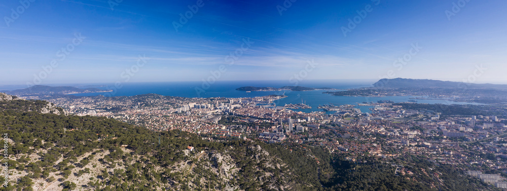 Aerial panorama of the city of Toulon in south of France