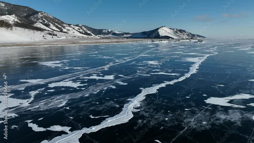 crack over clean ice from aerial view crack over clean ice from aerial view