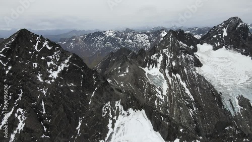 Patagonian mountains in Snow in Ushuaia photo