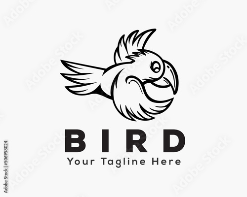 flying bird cockatoo parrot art logo design template illustration