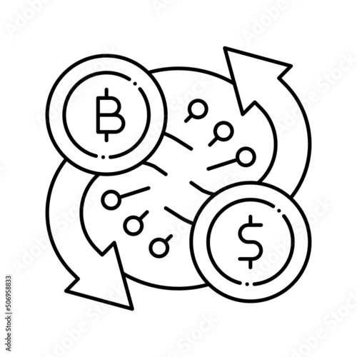 exchange cryptocurrency line icon vector illustration