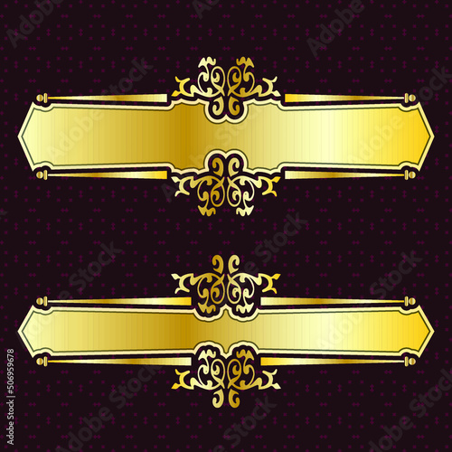 label banner frame background decoration gold luxury royal metal treasure