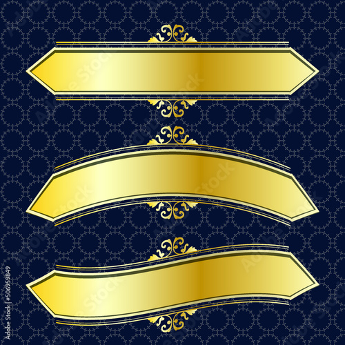 label banner frame background decoration gold luxury royal metal treasure