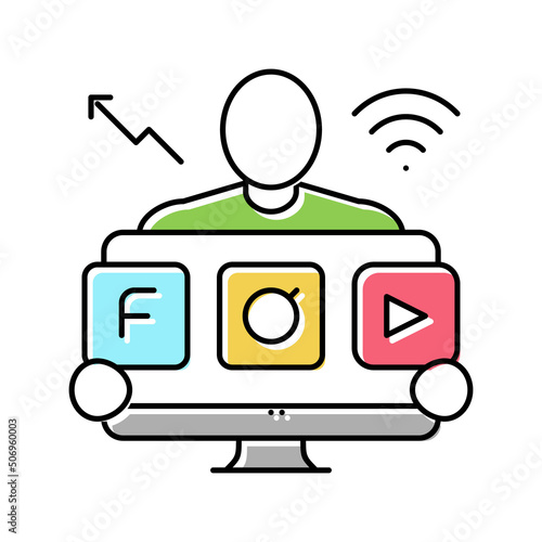 social media manager color icon vector illustration