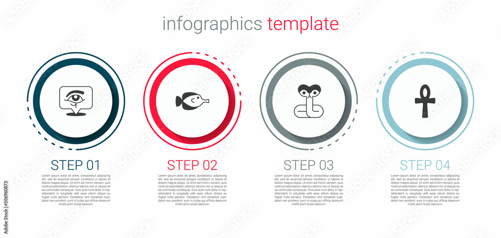 Set Eye of Horus, Butterfly fish, Snake and Cross ankh. Business infographic template. Vector Set Eye of Horus, Butterfly fish, Snake and Cross ankh. Business infographic template. Vector
