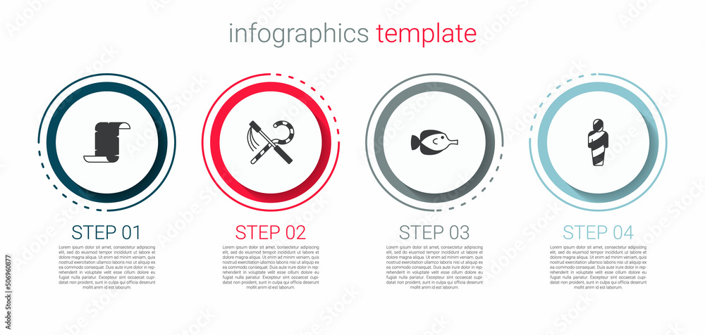 Set Papyrus scroll, Crook and flail, Butterfly fish and Egypt mummy. Business infographic template. Vector Set Papyrus scroll, Crook and flail, Butterfly fish and Egypt mummy. Business infographic template. Vector
