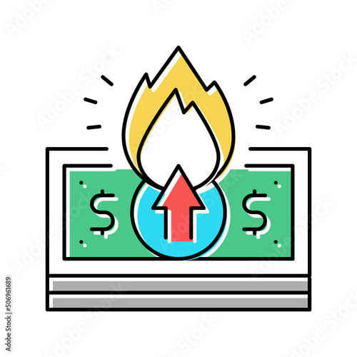 dollar inflation color icon vector illustration