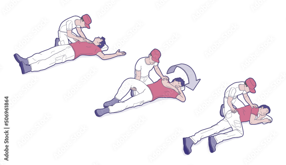 First Aid Recovery Position for Epileptic Seizure vector de Stock