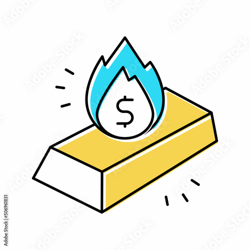 gold asset inflation color icon vector illustration