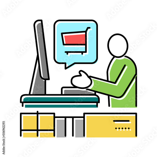 ecommerce store owner color icon vector illustration