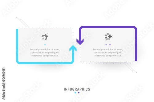 Vector Infographic label design template with icons and 2 options or steps. Can be used for process diagram, presentations, workflow layout, banner, flow chart, info graph.