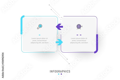 Vector Infographic label design template with icons and 2 options or steps. Can be used for process diagram, presentations, workflow layout, banner, flow chart, info graph.