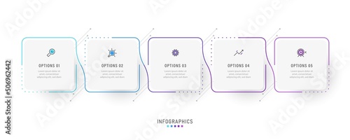 Vector Infographic label design template with icons and 5 options or steps. Can be used for process diagram, presentations, workflow layout, banner, flow chart, info graph.