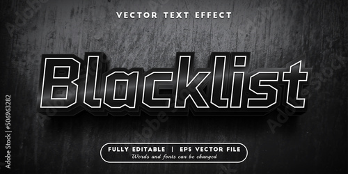 Text effects 3d blacklist, editable text style