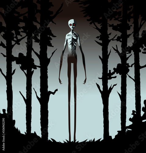 evil strange creepypasta tall man in the forest