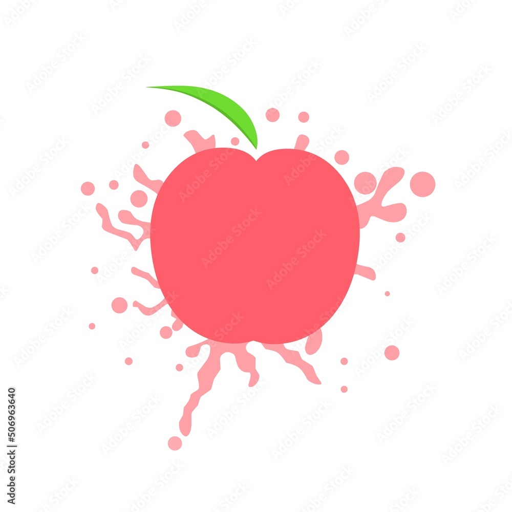 Vector illustration of a peach. Peach with fresh juice splash leaves. Perfect for fruit juice logos. Vector illustration of a peach. Peach with fresh juice splash leaves. Perfect for fruit juice logos.