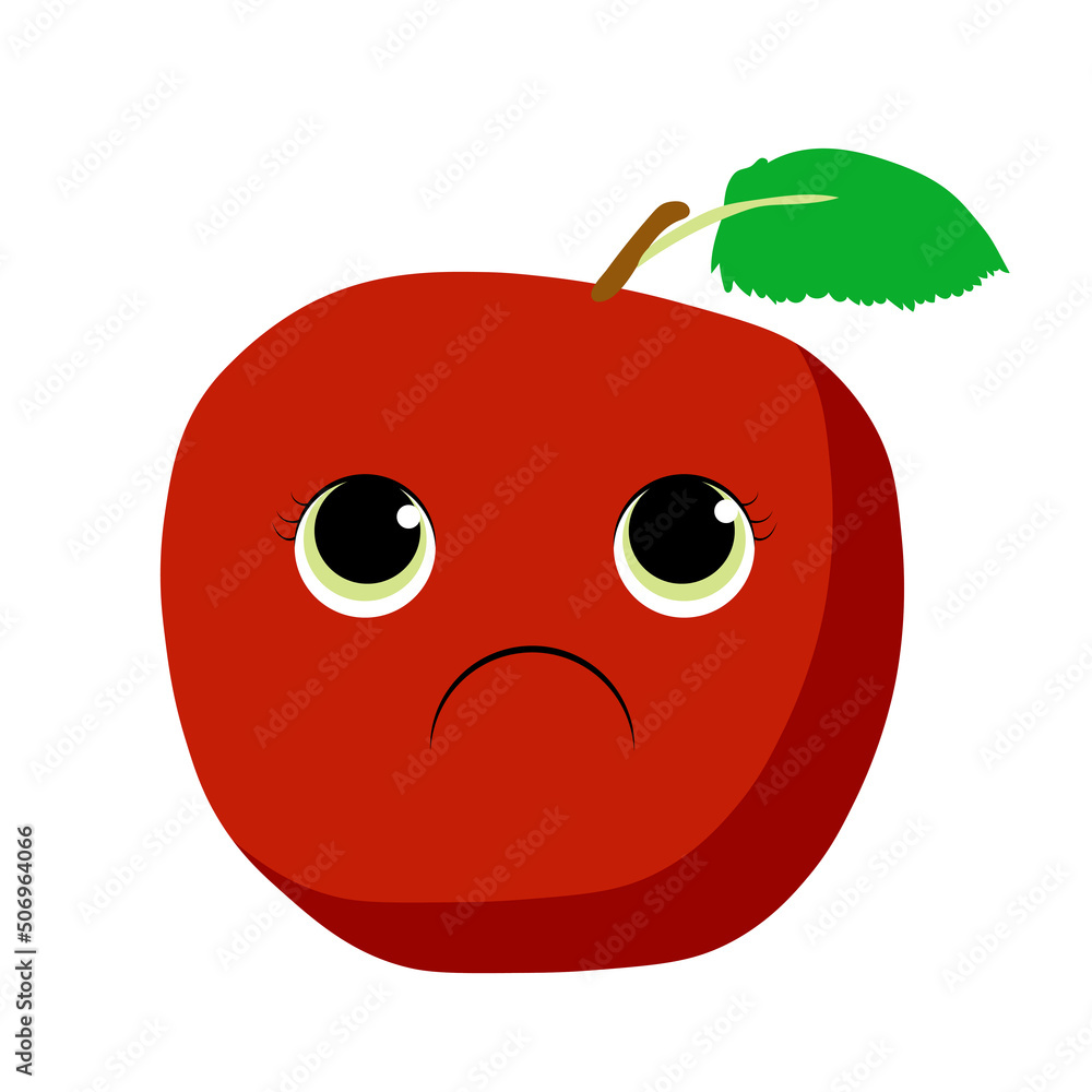 Obraz premium Flat design vector illustration of red apple on white background.