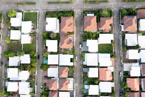 Aerial view residential Houses in Chiang Mai, Thailand.