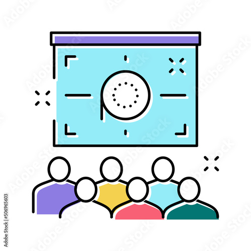 outdoor movie kids party color icon vector illustration