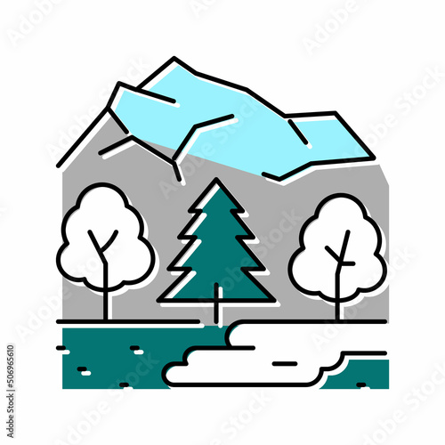 taiga landscape color icon vector illustration