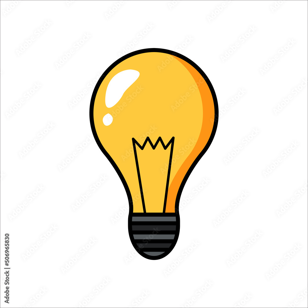 Flat illustration of a yellow light bulb. Flat illustration of a yellow light bulb.
