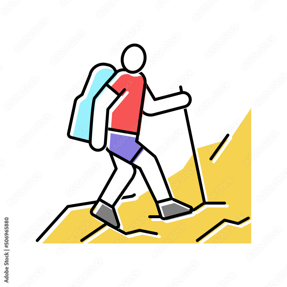trekking extreme sport color icon vector illustration